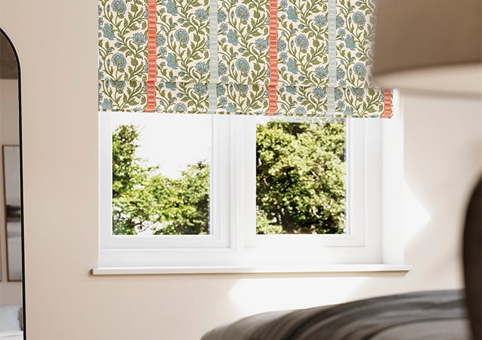 Petal & Block Latika Stripe, Neem - Roman Blind - Image 5